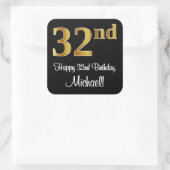 32番目の誕生日-エレガント豪華なフェイク金ゴールドルック# スクエアシール (バッグ)