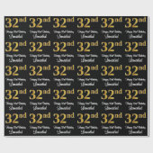 32番目の誕生日:エレガント豪華なフェイク金ゴールドルック# ラッピングペーパー (フラット)