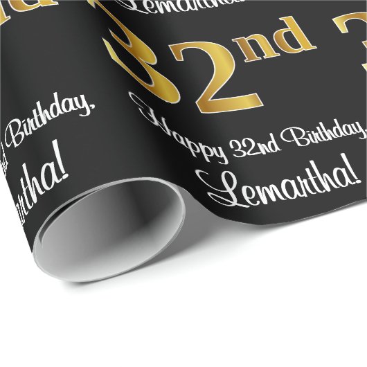 32番目の誕生日:エレガント豪華なフェイク金ゴールドルック# ラッピングペーパー (ロールコーナー)