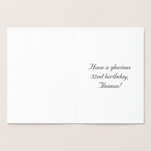 32番目の誕生日: エレガント、スクリ華美プト、名前をカスタムする 箔カード (内部)