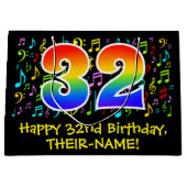 32番目の誕生日-カラフル音楽シンボル、レインボー32 ラージペーパーバッグ (正面)