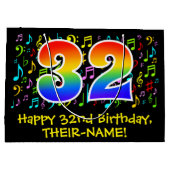 32番目の誕生日-カラフル音楽シンボル、レインボー32 ラージペーパーバッグ (裏面)
