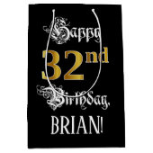 32番目の誕生日~ファンシースクリプトフェイク;金ゴールド検索;名前 ミディアムペーパーバッグ (正面)