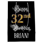 32番目の誕生日~ファンシースクリプトフェイク;金ゴールド検索;名前 ミディアムペーパーバッグ (裏面)