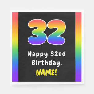 32番目の誕生日:レインボースペクトル# 32、名前をカスタムする スタンダードランチョンナプキン