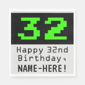 32番目の誕生日- Nerdy / オタク系のスタイル「32」と名前 スタンダードランチョンナプキン (正面)