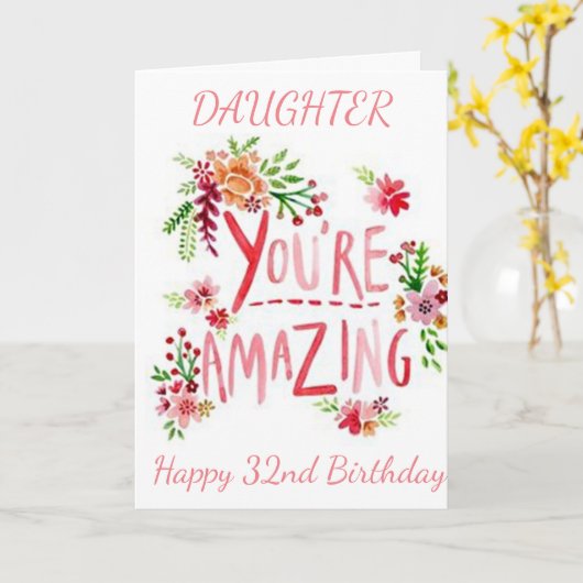 32誕生日の素晴らしい娘 カード (黄色い花)