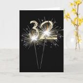 32誕生日スパークラーズオンブラックカード カード (黄色い花)