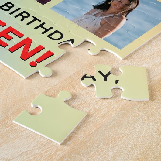 32誕生日:おもしろいレインボー#、名前をカスタムする&写真 ジグソーパズル (側面)