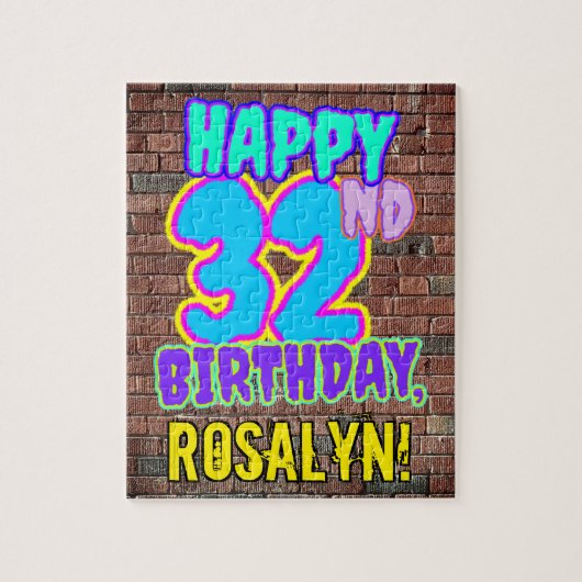 32誕生日~おもしろい、アーバングラフィティインスパイアルック ジグソーパズル (縦)