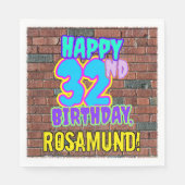 32誕生日～おもしろい、アーバングラフィティインスパイアルック スタンダードランチョンナプキン (正面)