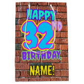 32誕生日:おもしろい、アーバングラフィティインスパイアルック ミディアムペーパーバッグ (正面)