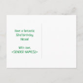 32誕生日:はっきりした,おもしろい,シンプル虹, 32 ポストカード (裏面)