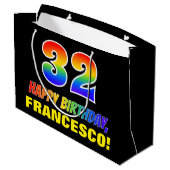32誕生日:はっきりした,おもしろい,シンプル虹， 32 ラージペーパーバッグ (裏面アングル)
