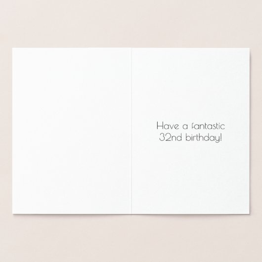 32誕生日～アールデコスタイル「32」および名前をカスタムする 箔カード (内部)
