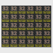 32誕生日：名前フェイク&木目パターン「32」 ラッピングペーパー (フラット)