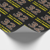 32誕生日：名前フェイク&木目パターン「32」 ラッピングペーパー (角)