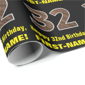 32誕生日：名前フェイク&木目パターン「32」 ラッピングペーパー (ロールコーナー)