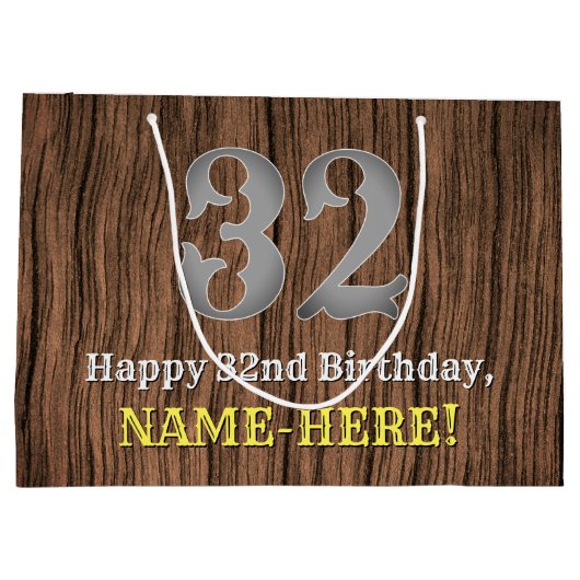 32誕生日: Country インスパイア Western  Look, Name ラージペーパーバッグ (裏面)