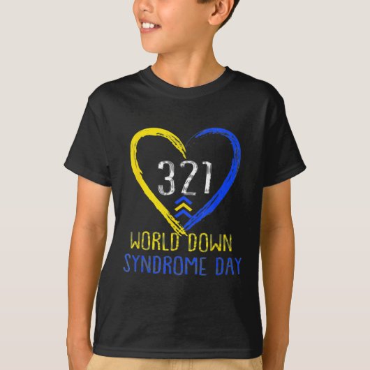 321ワールドダウン症候群デイ3つの矢印メンズ女性 Tシャツ (正面)