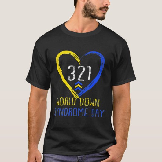 321ワールドダウン症候群デイ3つの矢印メンズ女性 Tシャツ (正面)