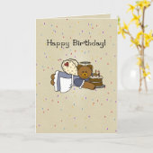 3273エンジェル誕生日ベアーケーキ カード (黄色い花)