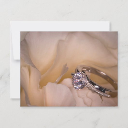 3292-婚約リングや輪オンホワイトカーネーション 招待状 (正面)