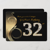 32,誕生日招待状，数字，写真 招待状 (正面/裏面)