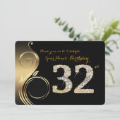 32,誕生日招待状，数字，写真 招待状 (スタンド正面)