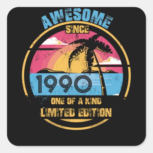 32 Year Old Awesome Since 1990 32nd Birthday スクエアシール (正面)