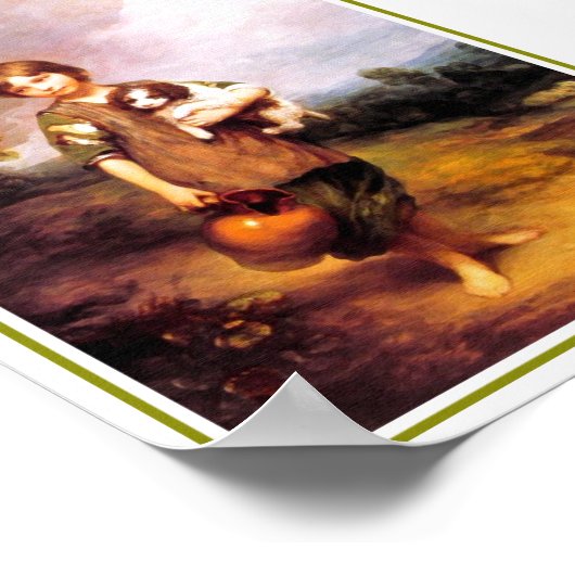 32aコテージガールと犬 ポスター (角)