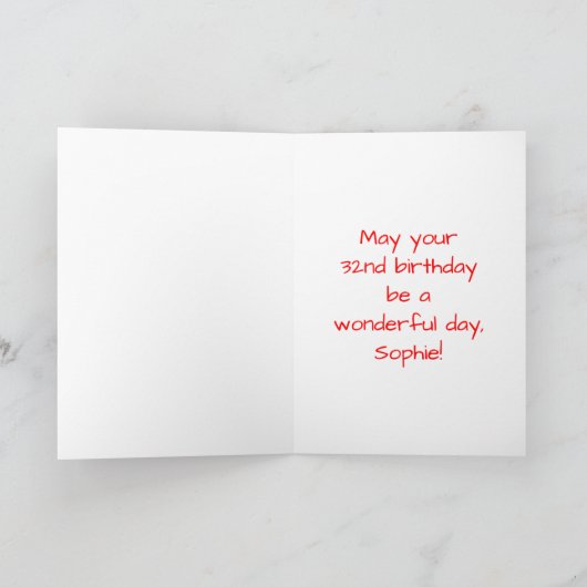 32nd Birthday: Loving Hearts Pattern, Rainbow # 32 カード (内部)