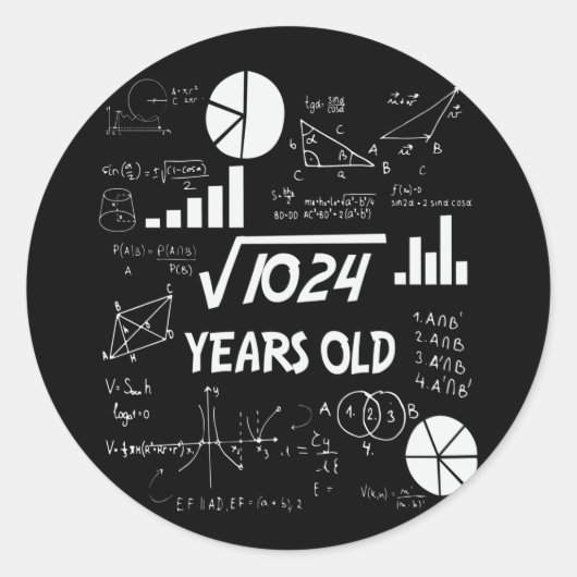 32nd Birthday Square Root Math 32 Years Old Bday ラウンドシール (正面)
