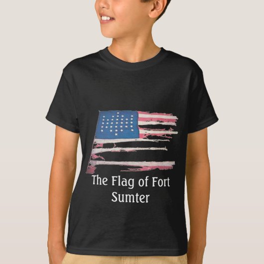33の星が付いている米国旗-城砦Sumter Tシャツ (正面)
