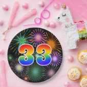 33イベント-おもしろいカラフル、はっきりした、虹33 ペーパープレート (パーティー)