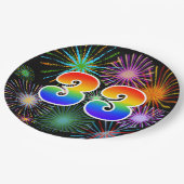 33イベント-おもしろいカラフル、はっきりした、虹33 ペーパープレート (アングル)