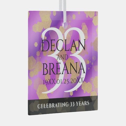 33エレガントアメジスト結婚記念日 ガラスオーナメント (正面右)