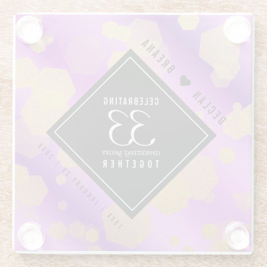 33エレガントアメジスト結婚記念日 ガラスコースター (裏面)