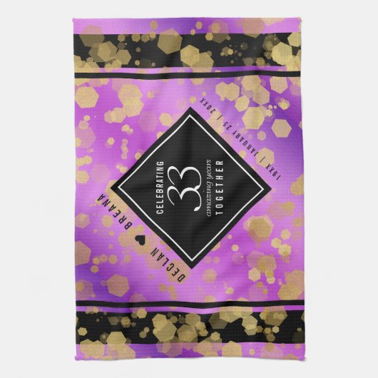 33エレガントアメジスト結婚記念日 キッチンタオル (縦)