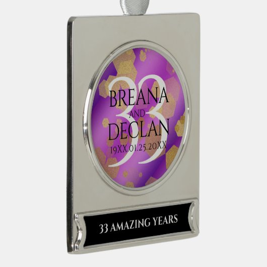 33エレガントアメジスト結婚記念日 シルバープレートバナーオーナメント (右)