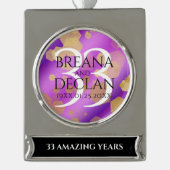 33エレガントアメジスト結婚記念日 シルバープレートバナーオーナメント (正面)