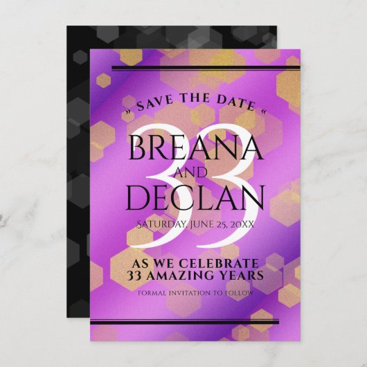 33エレガントアメジスト結婚記念日 セーブザデート (正面/裏面)