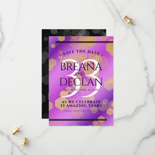 33エレガントアメジスト結婚記念日 セーブザデート (正面/裏面インサイチュ)