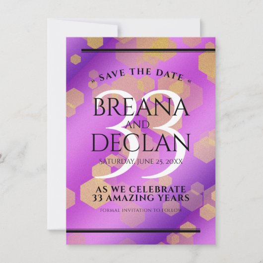 33エレガントアメジスト結婚記念日 セーブザデート (正面)