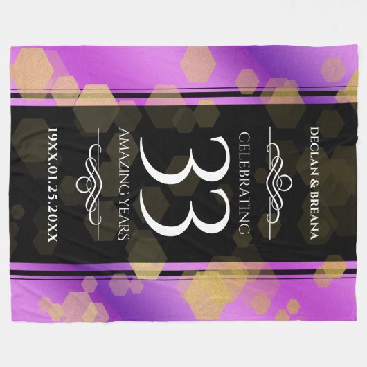 33エレガントアメジスト結婚記念日 フリースブランケット (正面(横))