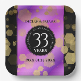 33エレガントアメジスト結婚記念日 ペーパープレート