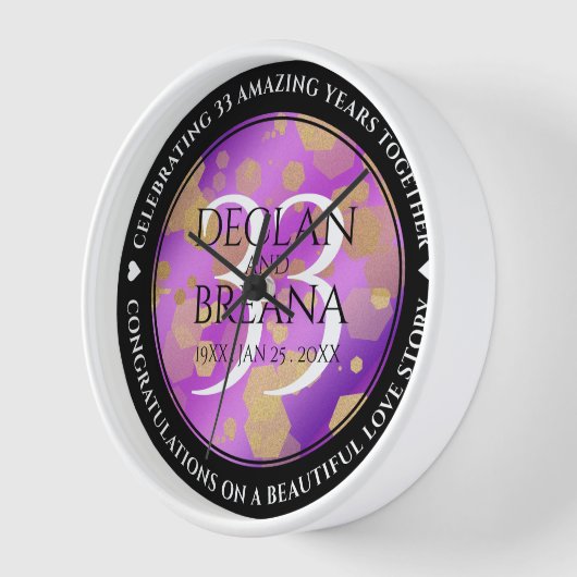 33エレガントアメジスト結婚記念日 壁時計 (傾斜)