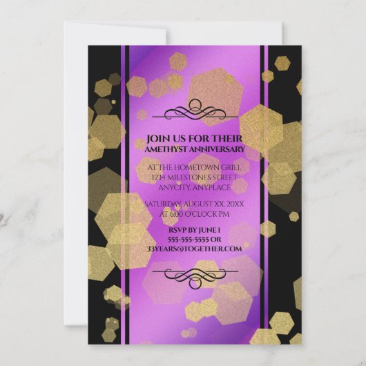33エレガントアメジスト結婚記念日 招待状 (裏面)