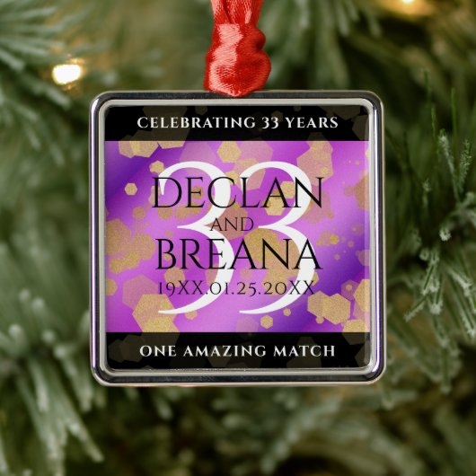 33エレガント回アメジスト結婚記念日 メタルオーナメント (ツリー)