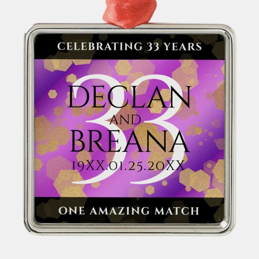 33エレガント回アメジスト結婚記念日 メタルオーナメント (正面)